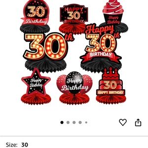 30th Birthday Party Decorations Set - Red and Black
